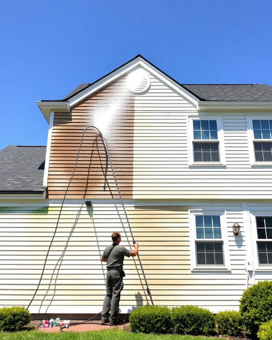 House washing results on vinyl siding